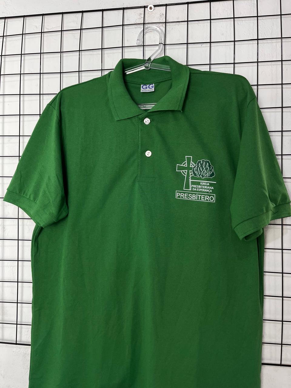 Camisa polo verde da Igreja Presbiteriana da Esperança personalizada para presbítero